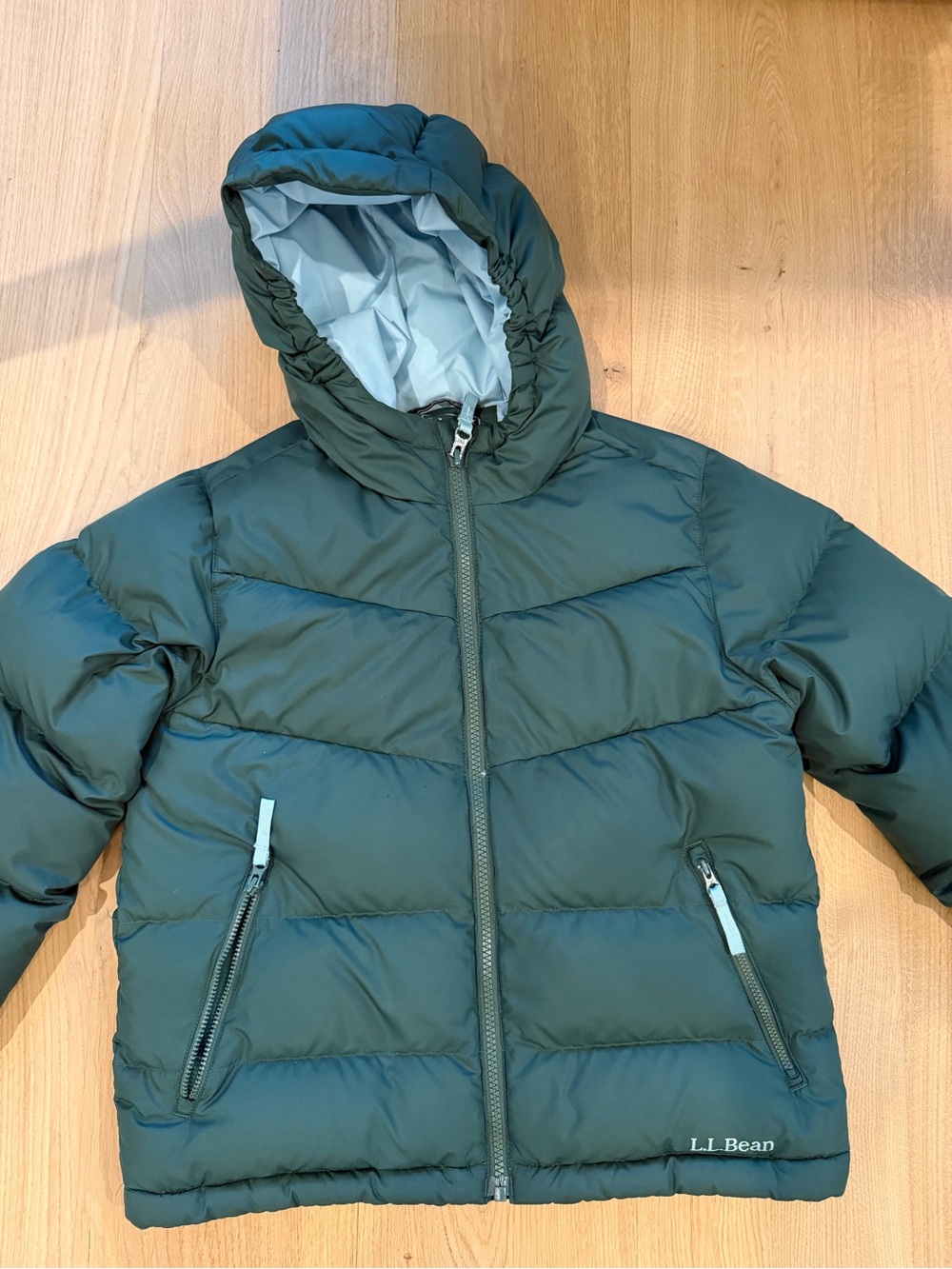 L.L.Bean Kids’ DownTek Hooded Puffer Jacket M 10–12 – See Description